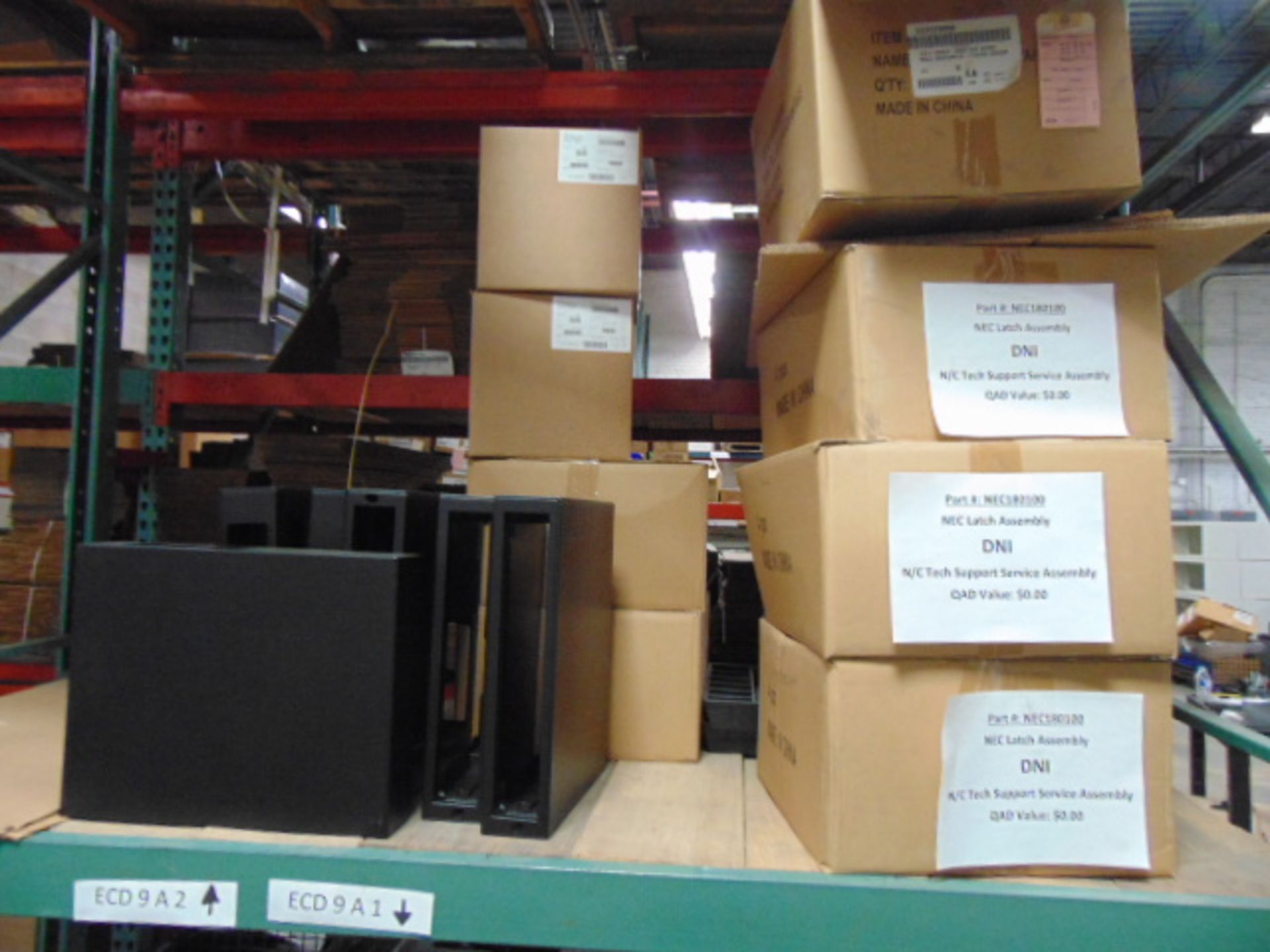 LOT CONSISTING OF: steel parts & cardboard boxes (in six pallet racking sections) (no racks) - Image 9 of 16