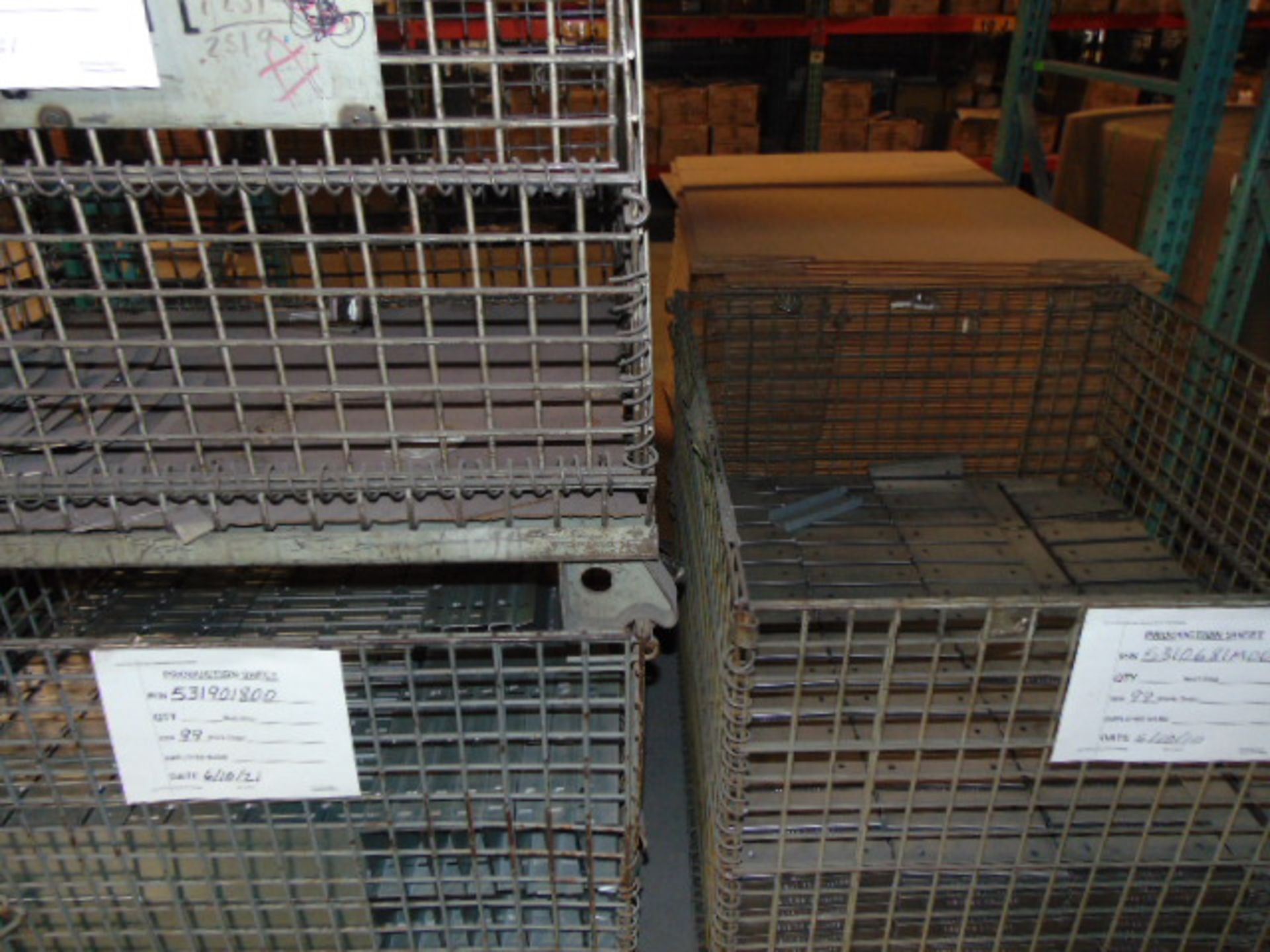 LOT CONTENTS OF PALLET RACKING SECTIONS (24) : steel parts, cardboard boxes (no powder coat or - Image 11 of 26