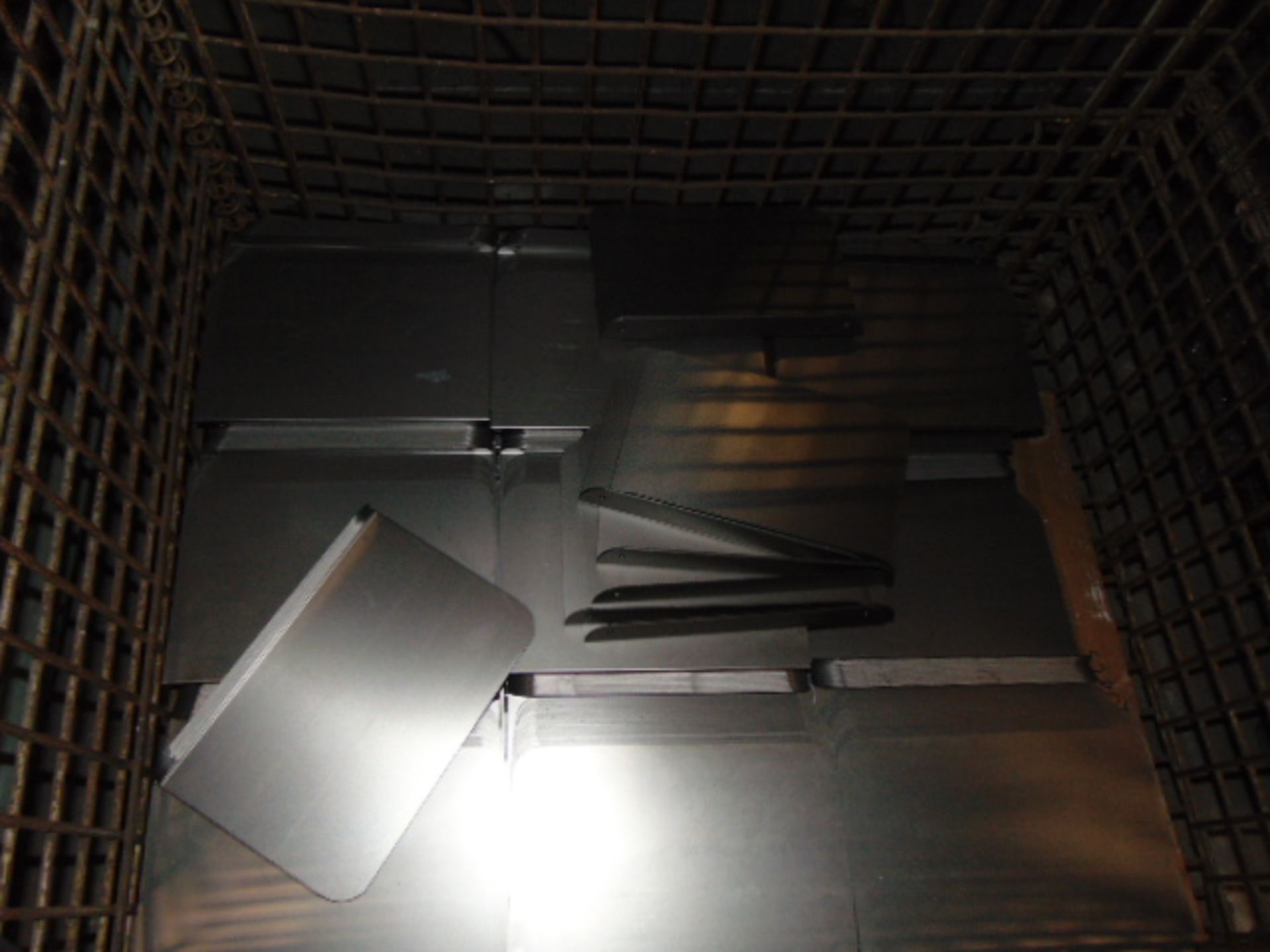 LOT CONSISTING OF: assorted steel in process parts, wire baskets & cardboard (no dies or racks) ( - Image 28 of 39