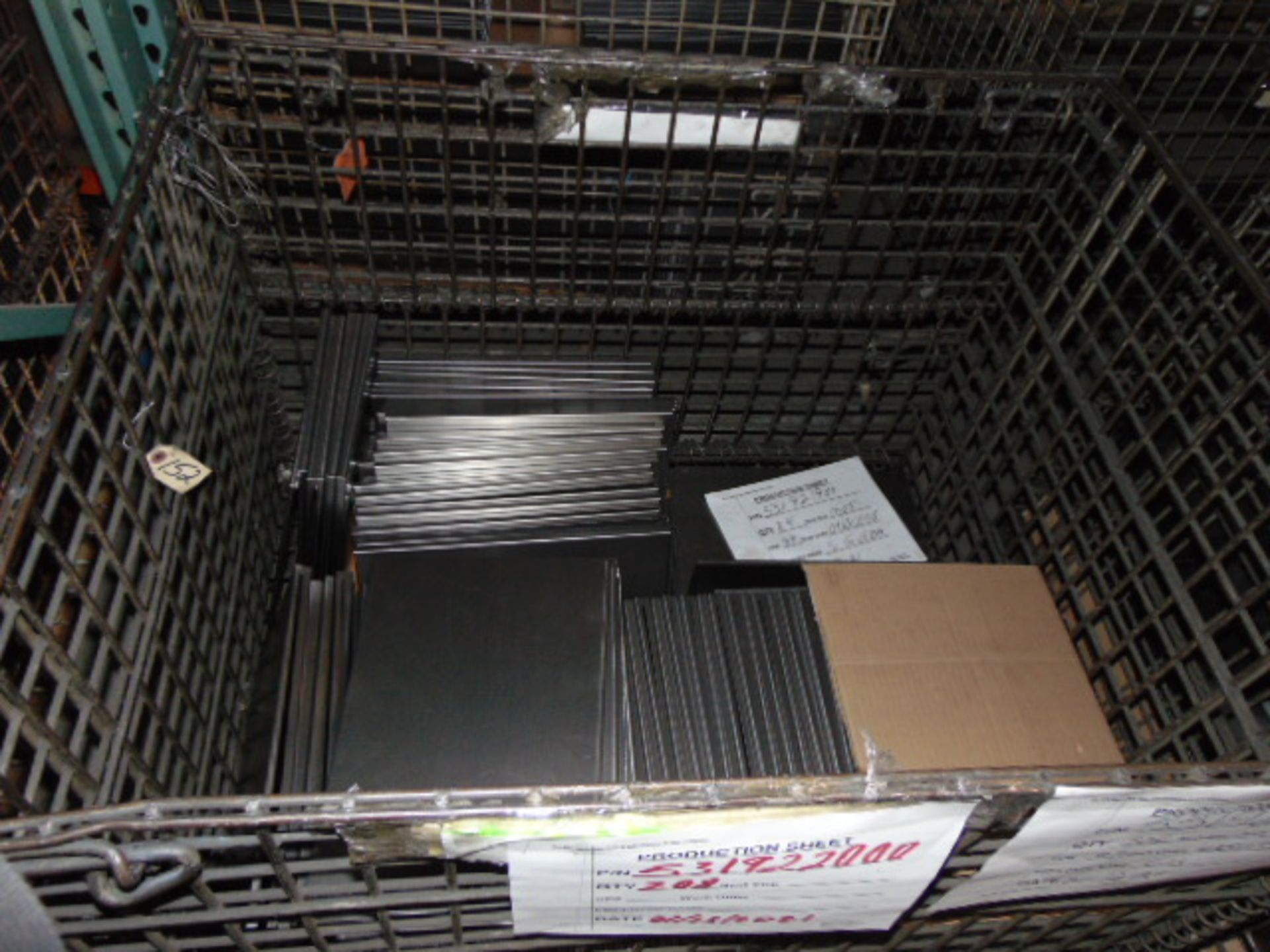 LOT CONSISTING OF: assorted steel in process parts, wire baskets & cardboard (no dies or racks) ( - Image 36 of 39