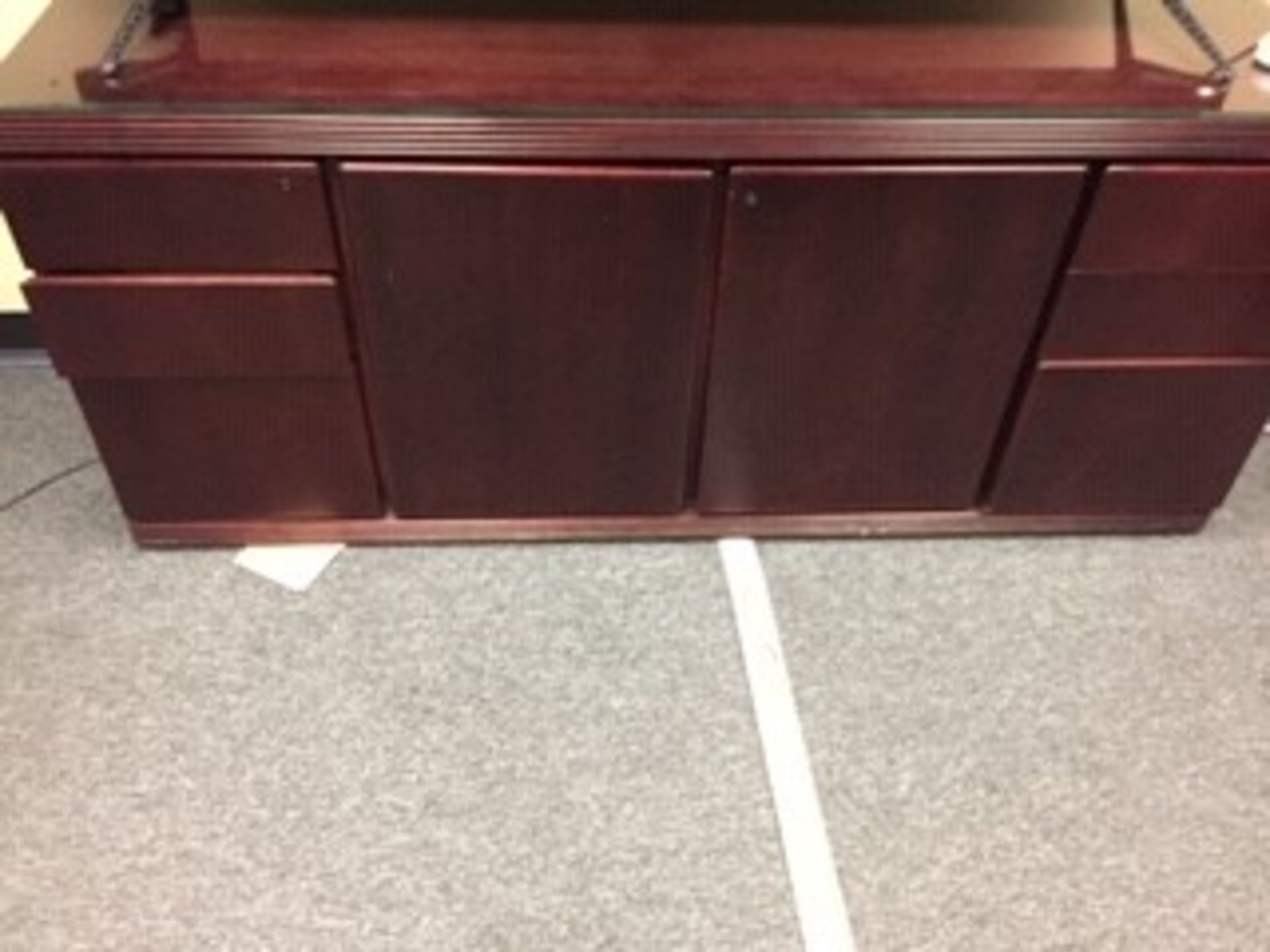 LOT CONTENTS OF CONFERENCE ROOM: 11' x 4' table, (8) chairs, (3) cabinets, (2) white boards (TV - Image 4 of 4