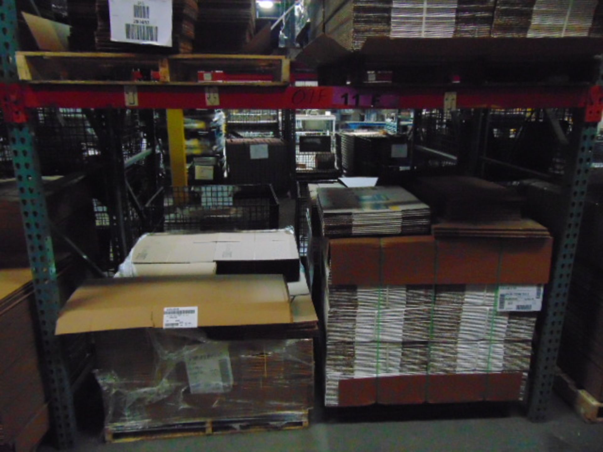 LOT CONTENTS OF PALLET RACKING SECTIONS (24) : steel parts, cardboard boxes (no powder coat or - Image 22 of 26