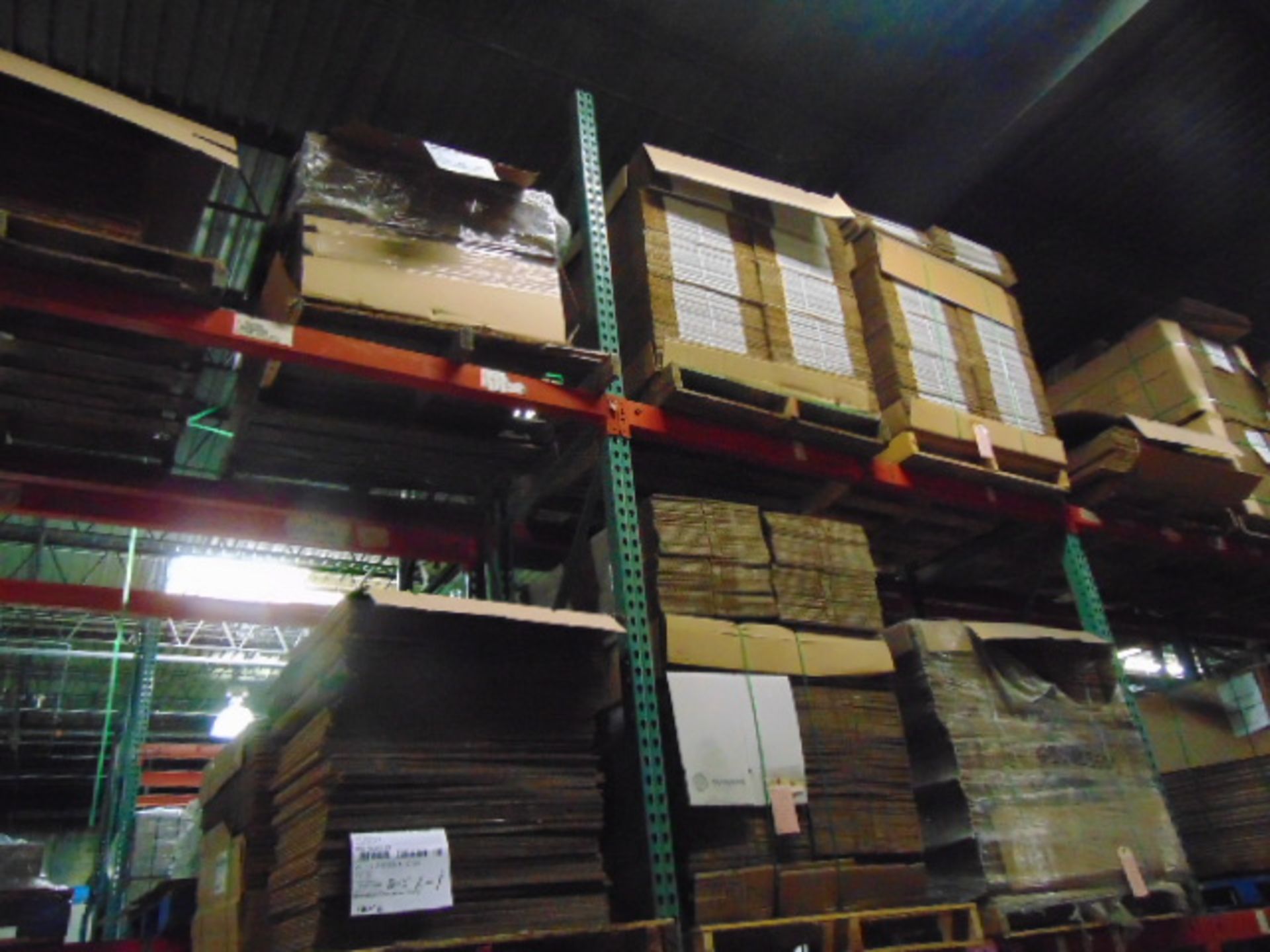 LOT CONTENTS OF PALLET RACKING SECTIONS (24) : steel parts, cardboard boxes (no powder coat or - Image 17 of 26