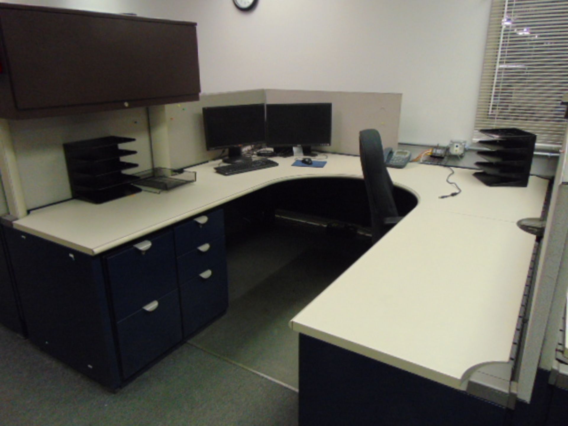 LOT OF OFFICE CUBICLES: (7) work stations total, refrigerator, copy machine, (3) printers, (4) - Image 8 of 14