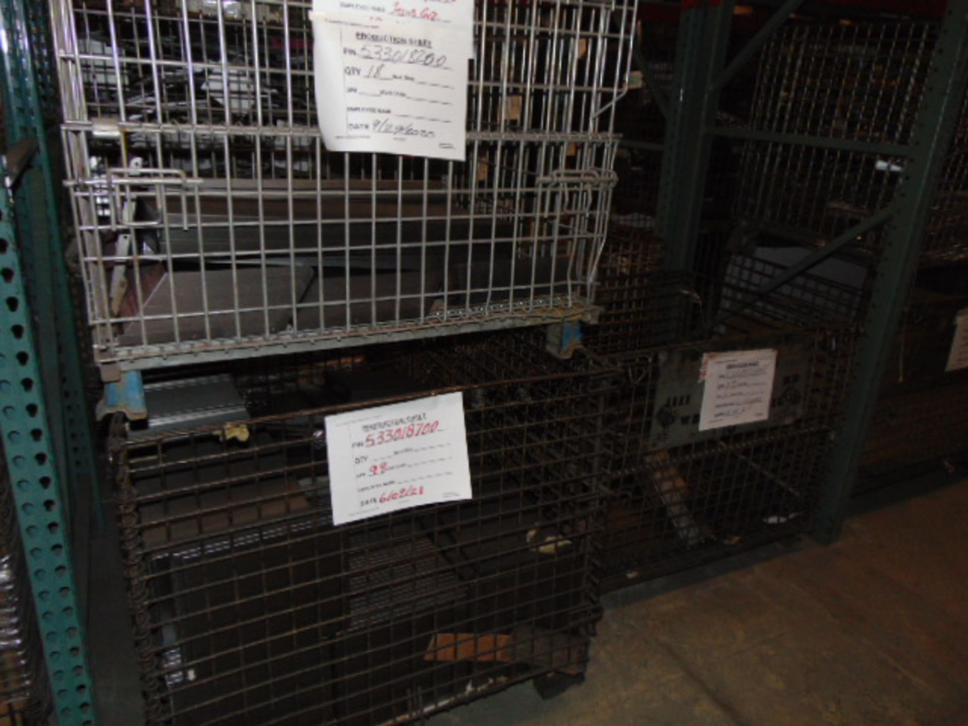 LOT CONSISTING OF: assorted steel in process parts, wire baskets & cardboard (no dies or racks) ( - Image 29 of 39