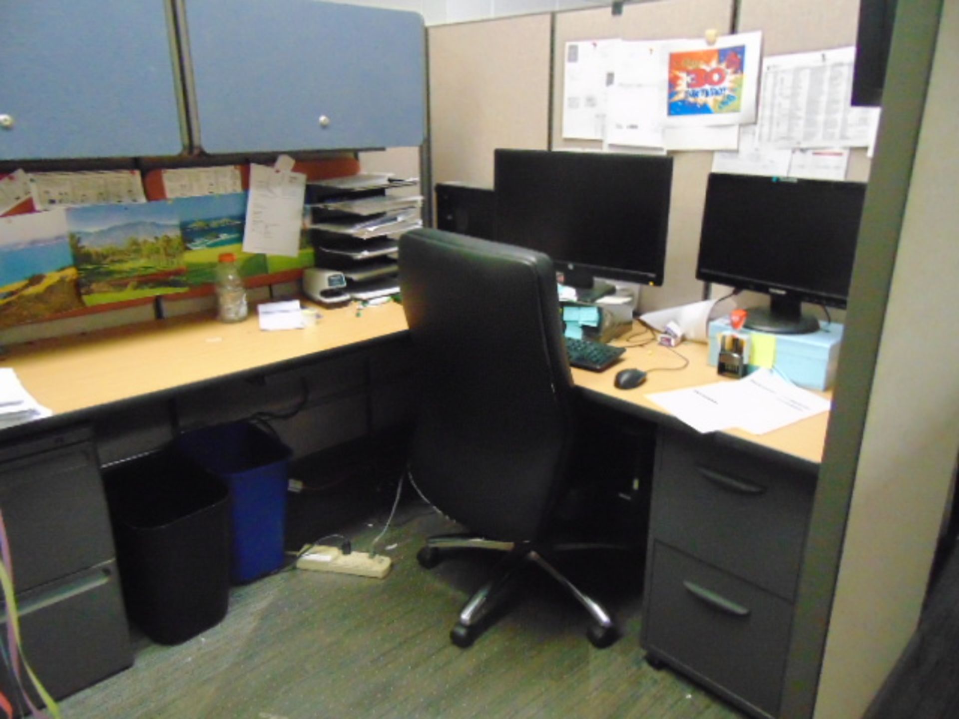 LOT OF OFFICE CUBICLES: total of (8) work stations, w/ (8) file cabinets (no paperwork or - Image 7 of 11