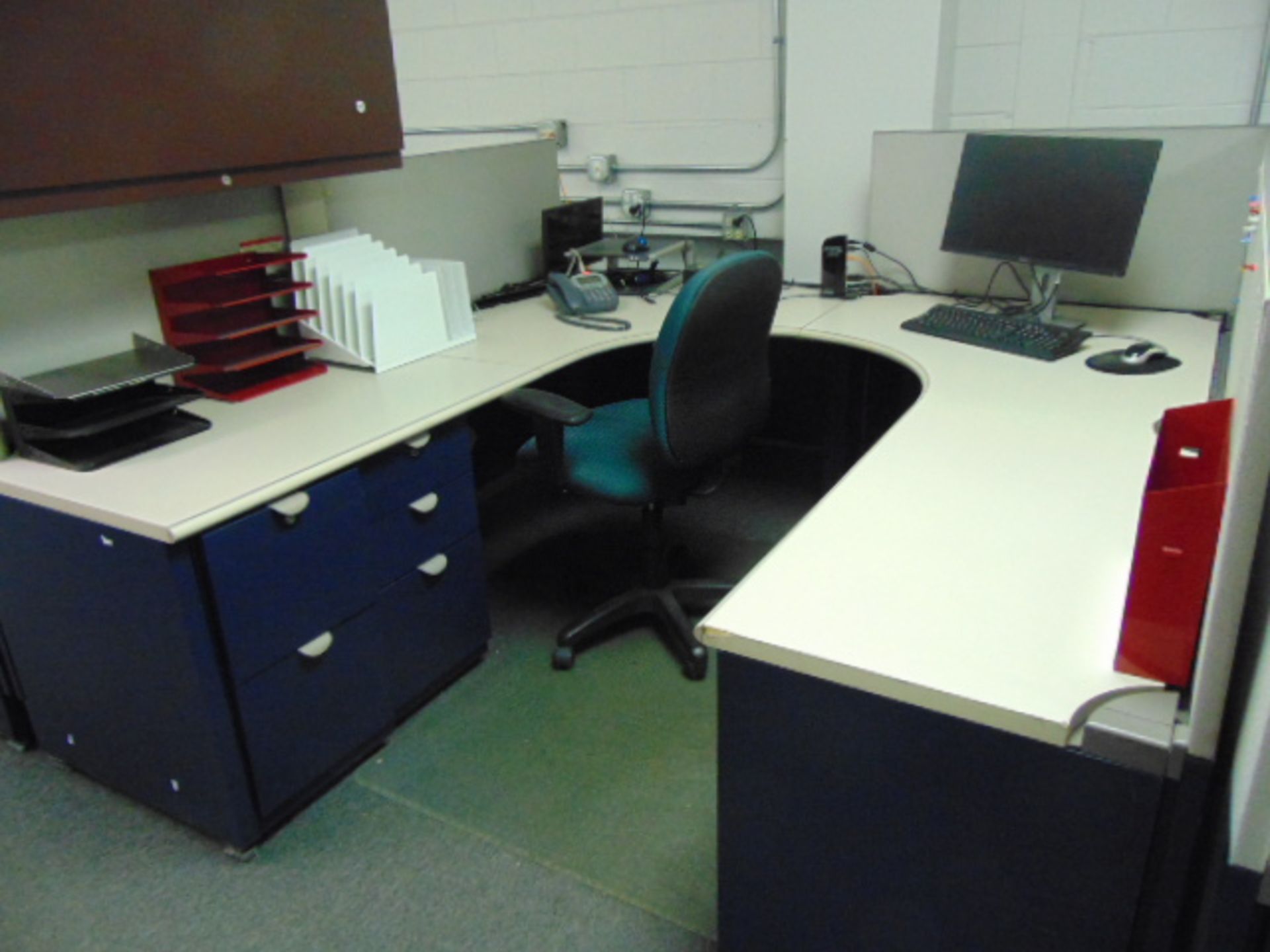 LOT OF OFFICE CUBICLES: (7) work stations total, refrigerator, copy machine, (3) printers, (4) - Image 4 of 14