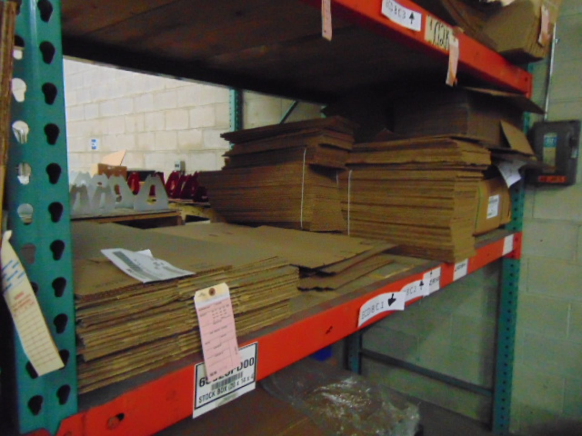 LOT CONSISTING OF: steel parts & cardboard boxes (in six pallet racking sections) (no racks) - Image 7 of 16