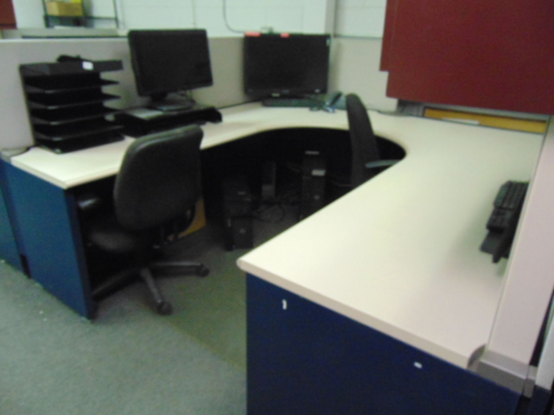 LOT OF OFFICE CUBICLES: (7) work stations total, refrigerator, copy machine, (3) printers, (4) - Image 5 of 14