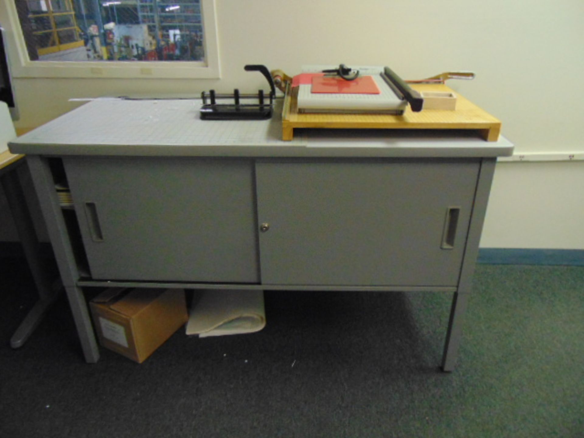 LOT CONSISTING OF: (5) L-shaped desks, (6) tables, (8) assorted file cabinets, (2) assorted printers - Image 10 of 11