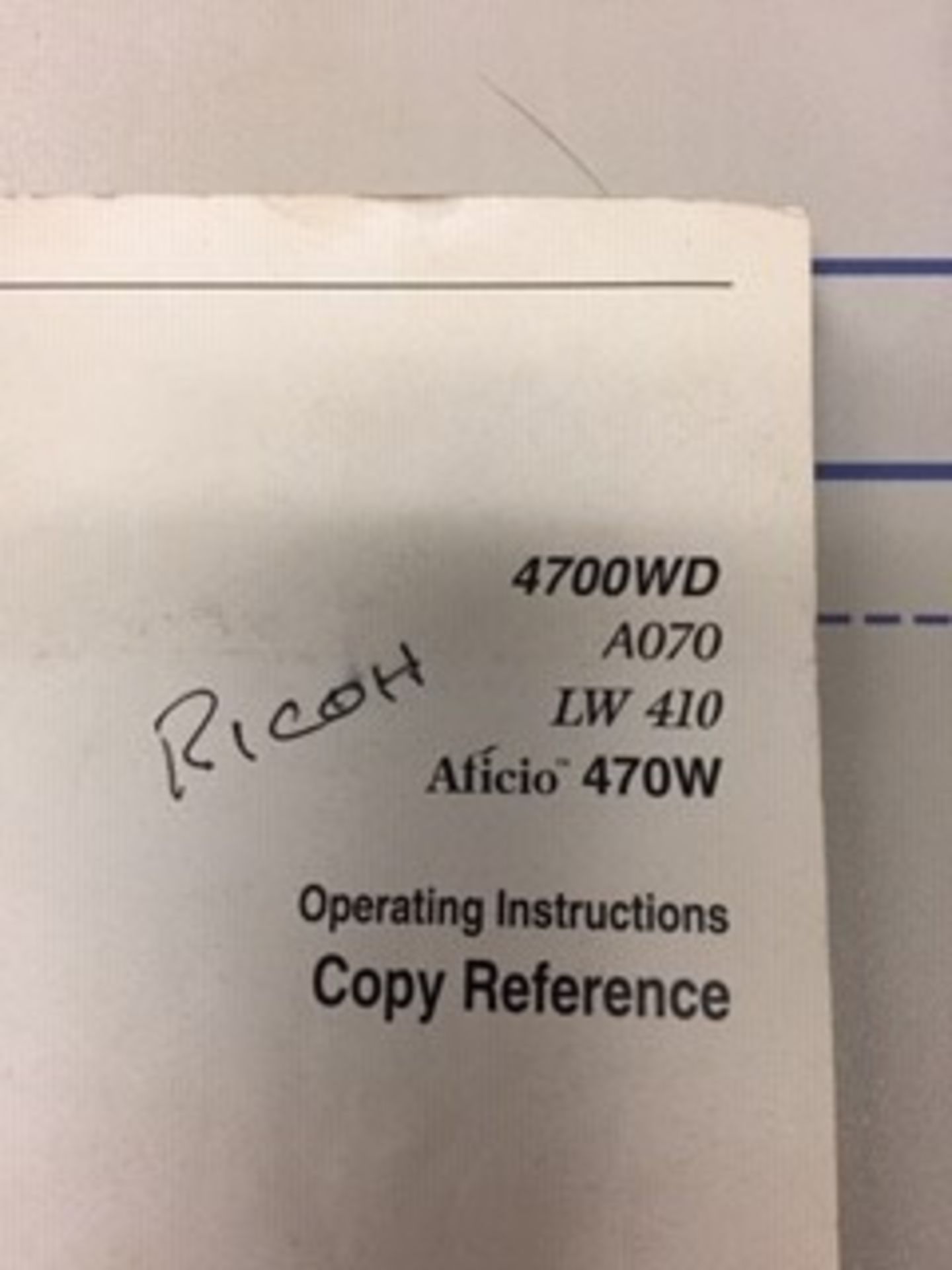 COPIER, RICOH ATICIO 470W A070-LW410, S/N J2020900092 (Located at: Midland Stamping & Fabricating, - Image 2 of 4