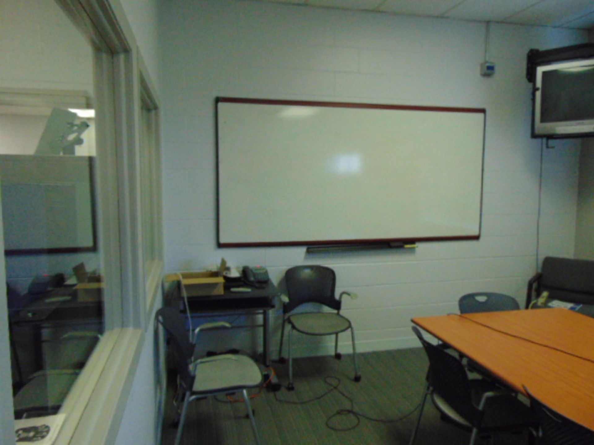 LOT CONSISTING OF: table, (13) chairs, white board & tv - Image 2 of 3