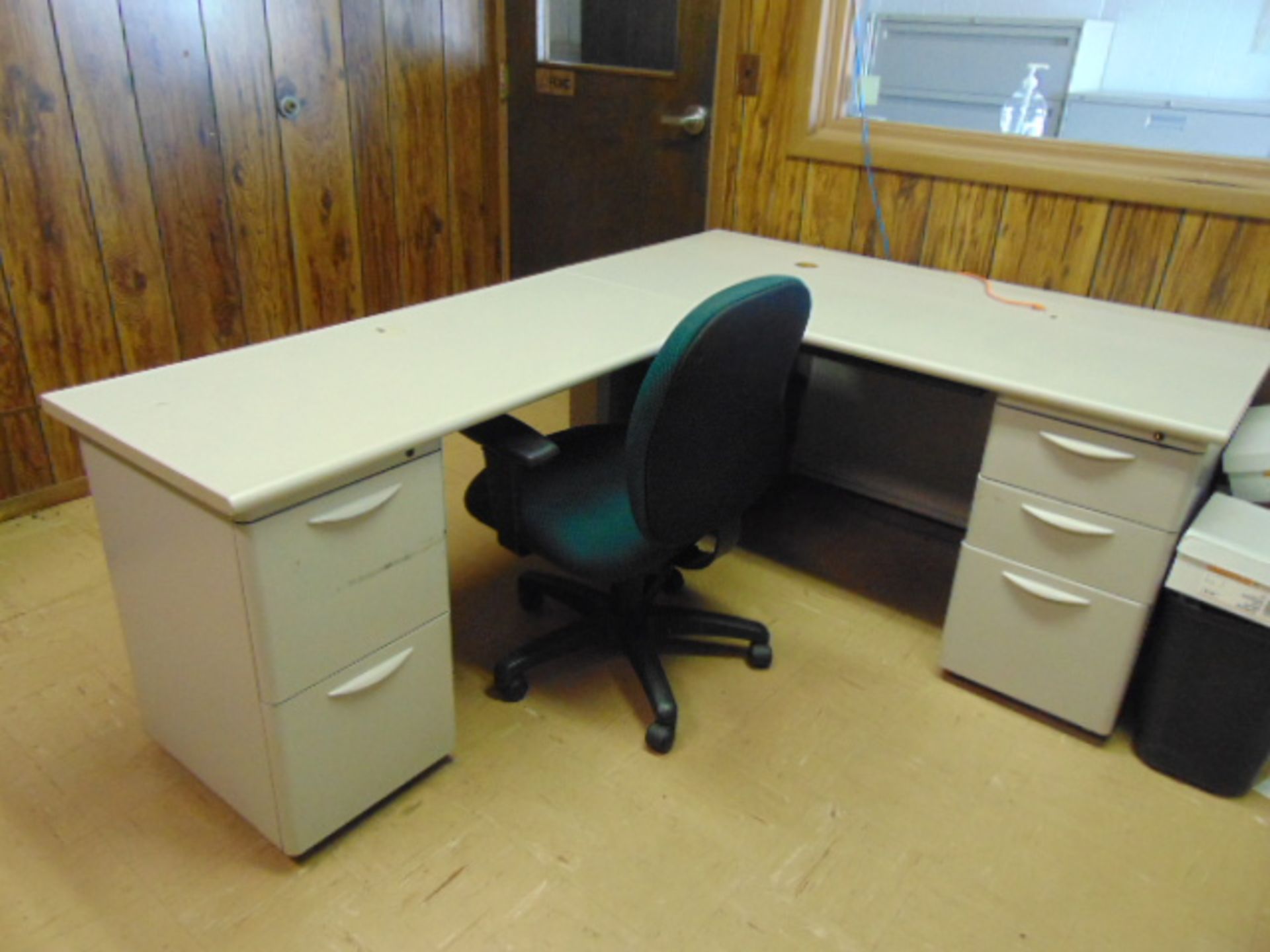 LOT CONSISTING OF: (2) L-shaped desks, (2) file cabinets & (2) chairs - Image 3 of 3