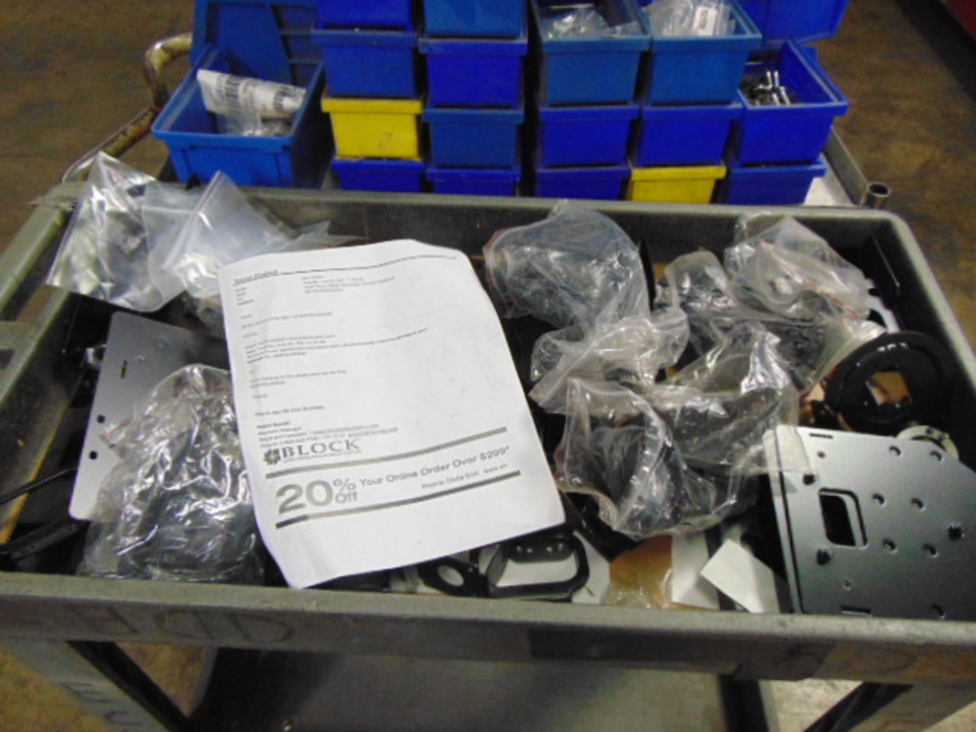 LOT CONSISTING OF: hardware, assorted steel parts, lockable terminal stands, springs, hinges, lock - Image 3 of 38