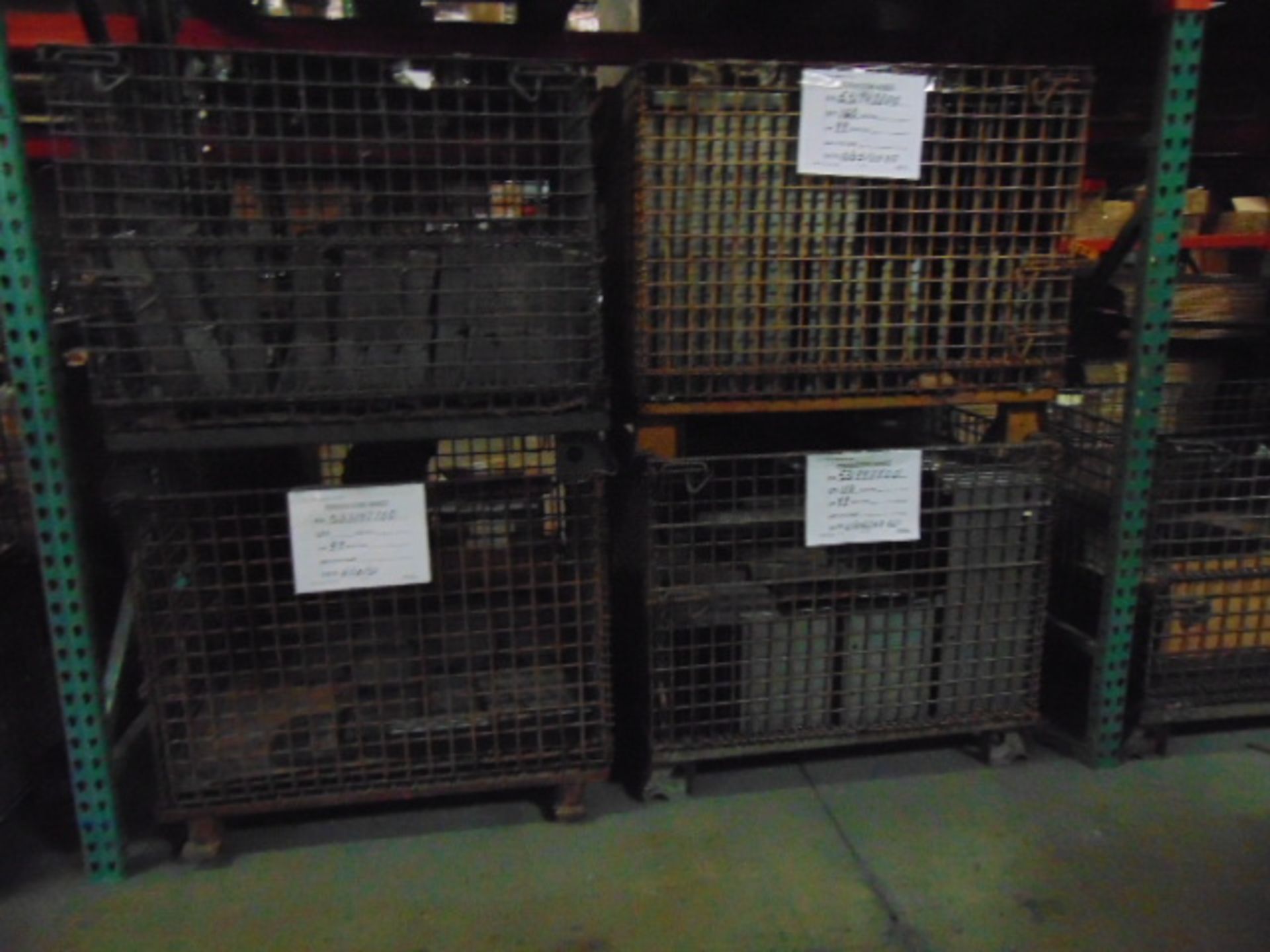 LOT CONTENTS OF PALLET RACKING SECTIONS (24) : steel parts, cardboard boxes (no powder coat or - Image 7 of 26