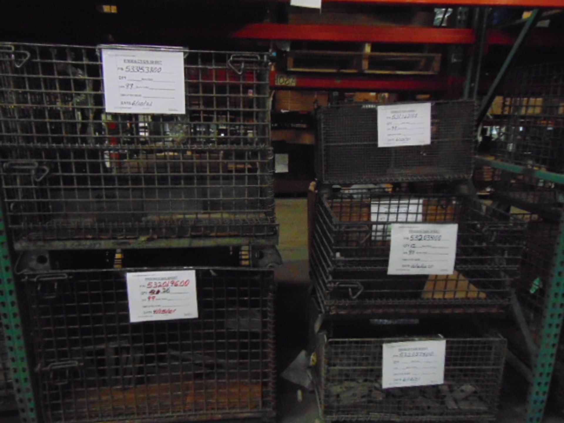 LOT CONTENTS OF PALLET RACKING SECTIONS (24) : steel parts, cardboard boxes (no powder coat or - Image 4 of 26