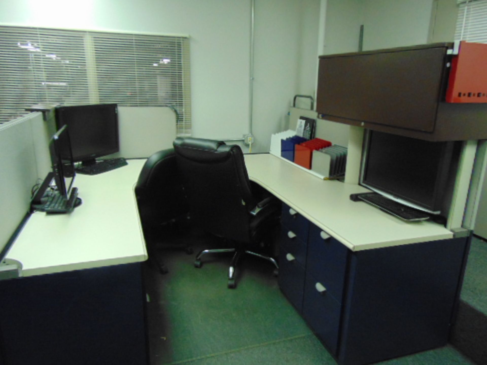 LOT OF OFFICE CUBICLES: (7) work stations total, refrigerator, copy machine, (3) printers, (4) - Image 7 of 14