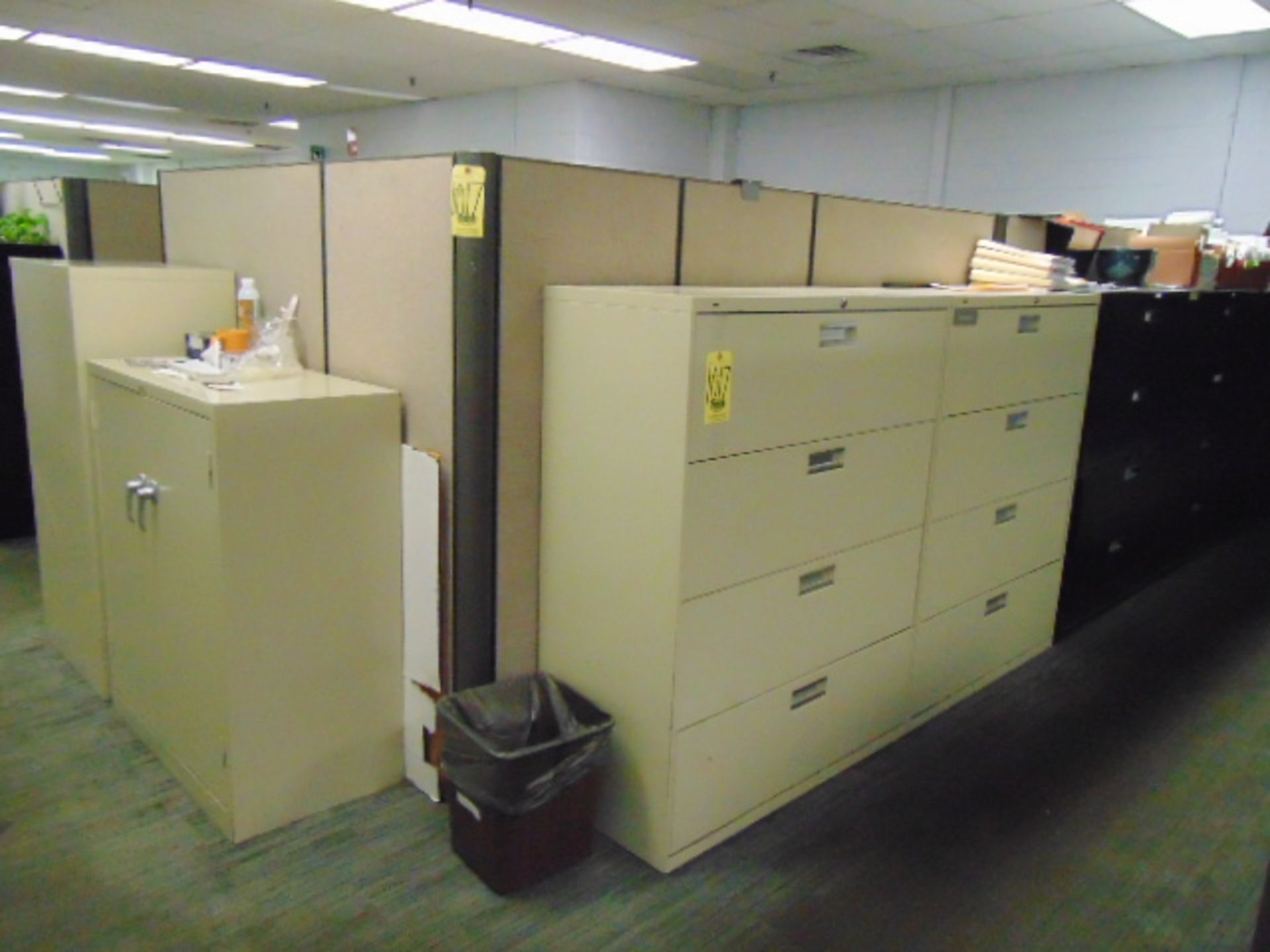 LOT OF OFFICE CUBICLES: total of (8) work stations, w/ (8) file cabinets (no paperwork or - Image 2 of 11