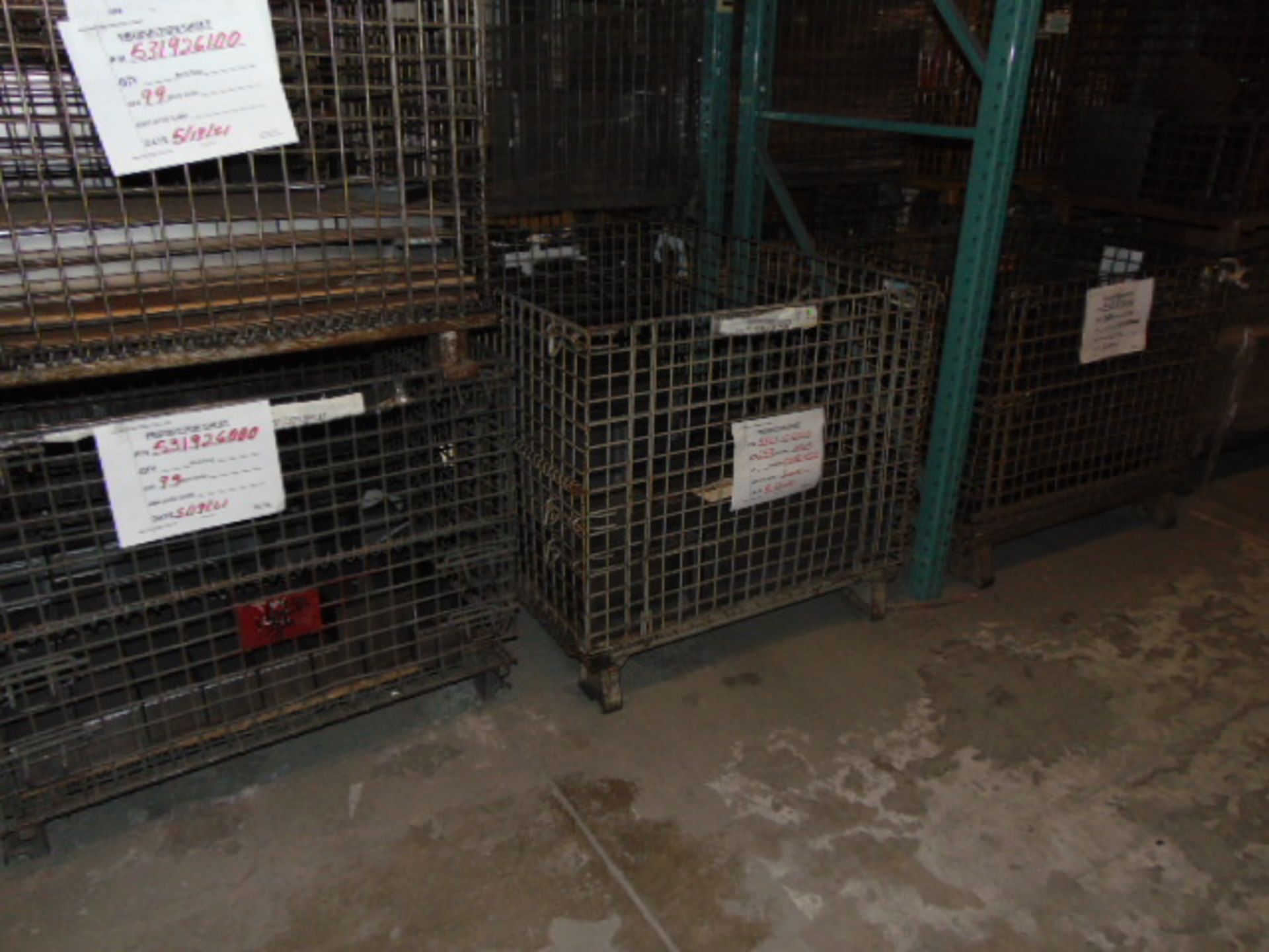 LOT CONSISTING OF: assorted steel in process parts, wire baskets & cardboard (no dies or racks) ( - Image 26 of 39