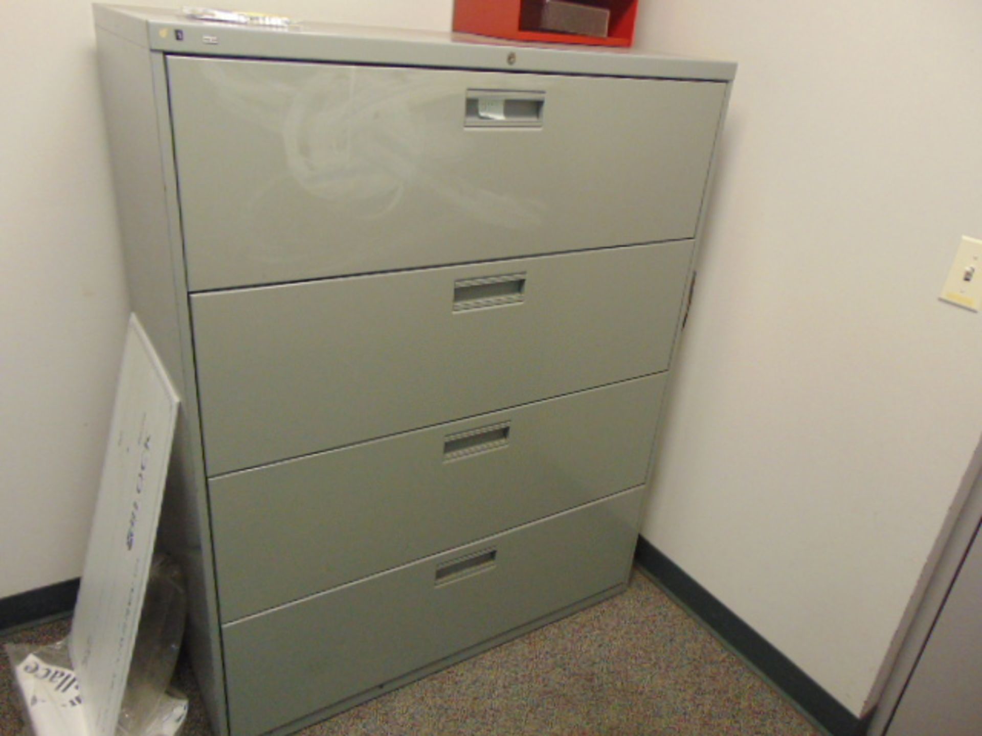 LOT CONSISTING OF: (3) desks, (4) file cabinets, (5) chairs, (2) bookcases & H.P. Printer - Image 5 of 10