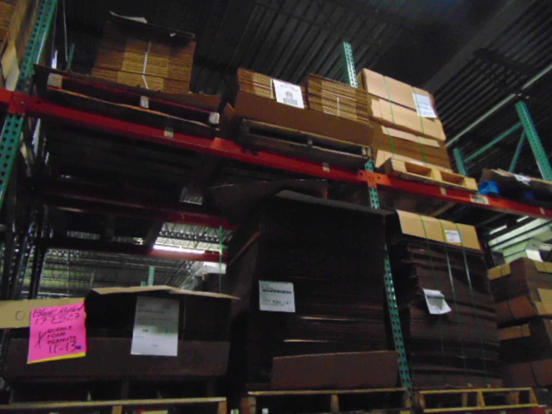 LOT CONTENTS OF PALLET RACKING SECTIONS (24) : steel parts, cardboard boxes (no powder coat or - Image 26 of 26