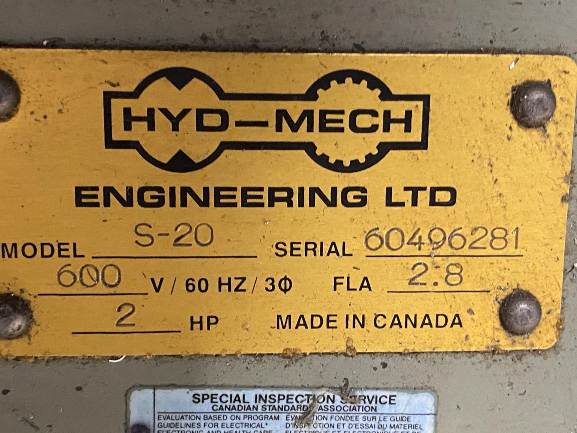 2018, HYDMECH, S20 SERIES II, HORIZONTAL BANDSAW, 13" x 18" RECTANGLE, 13" ROUND, 12" 45 DEGREES, - Image 6 of 7