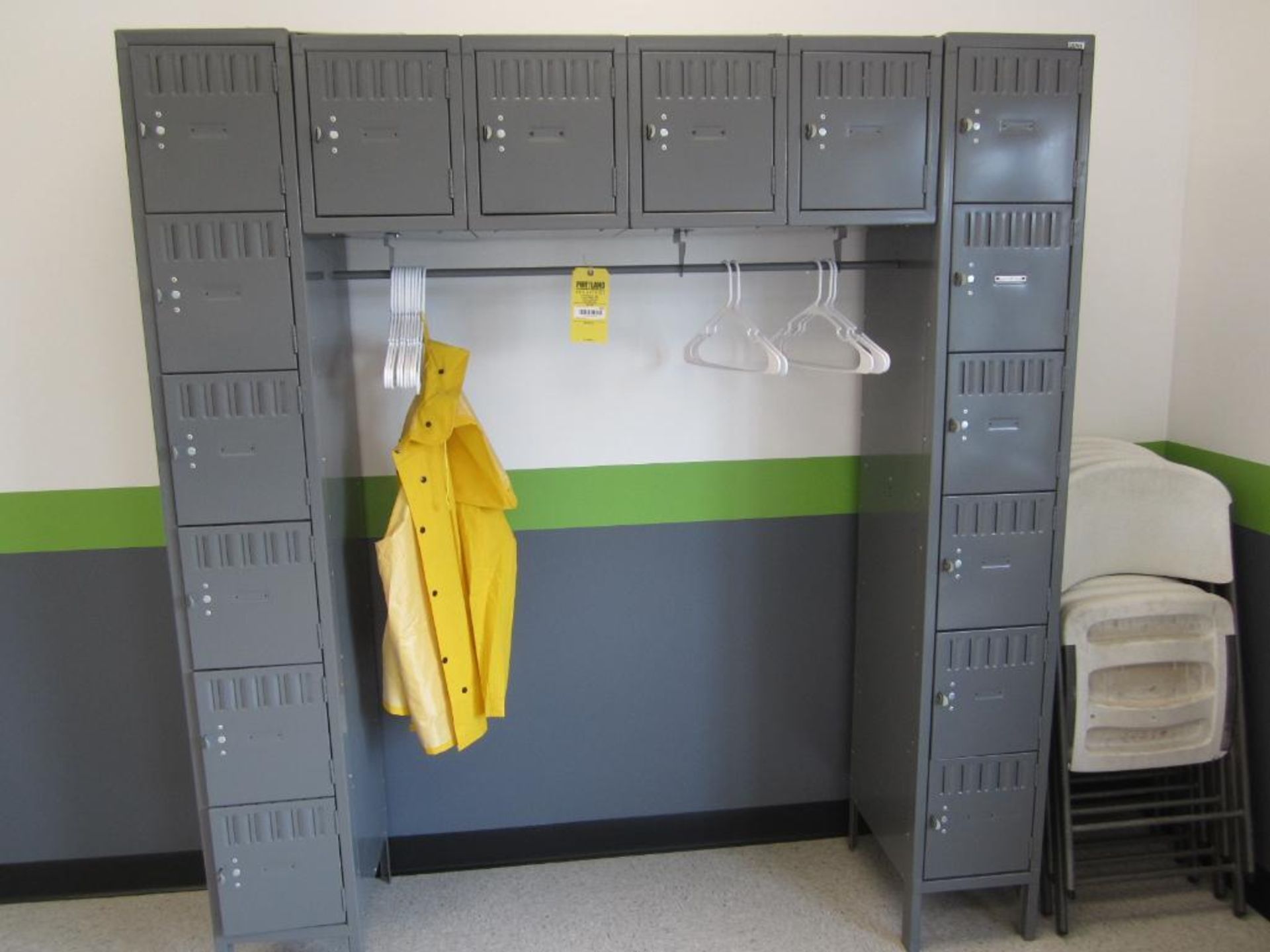 Lockers with coat hanger in between