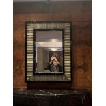 Villiers Bros Hercules Mirror Art Deco Styled Mirror Aged Nikel And Black Frame 65cm x 85cm ( Loc