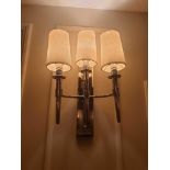 A Pair Of Polished Nickel 3 Arm Wall Lights With Shade Polished Wall Bracket And 3 Torch