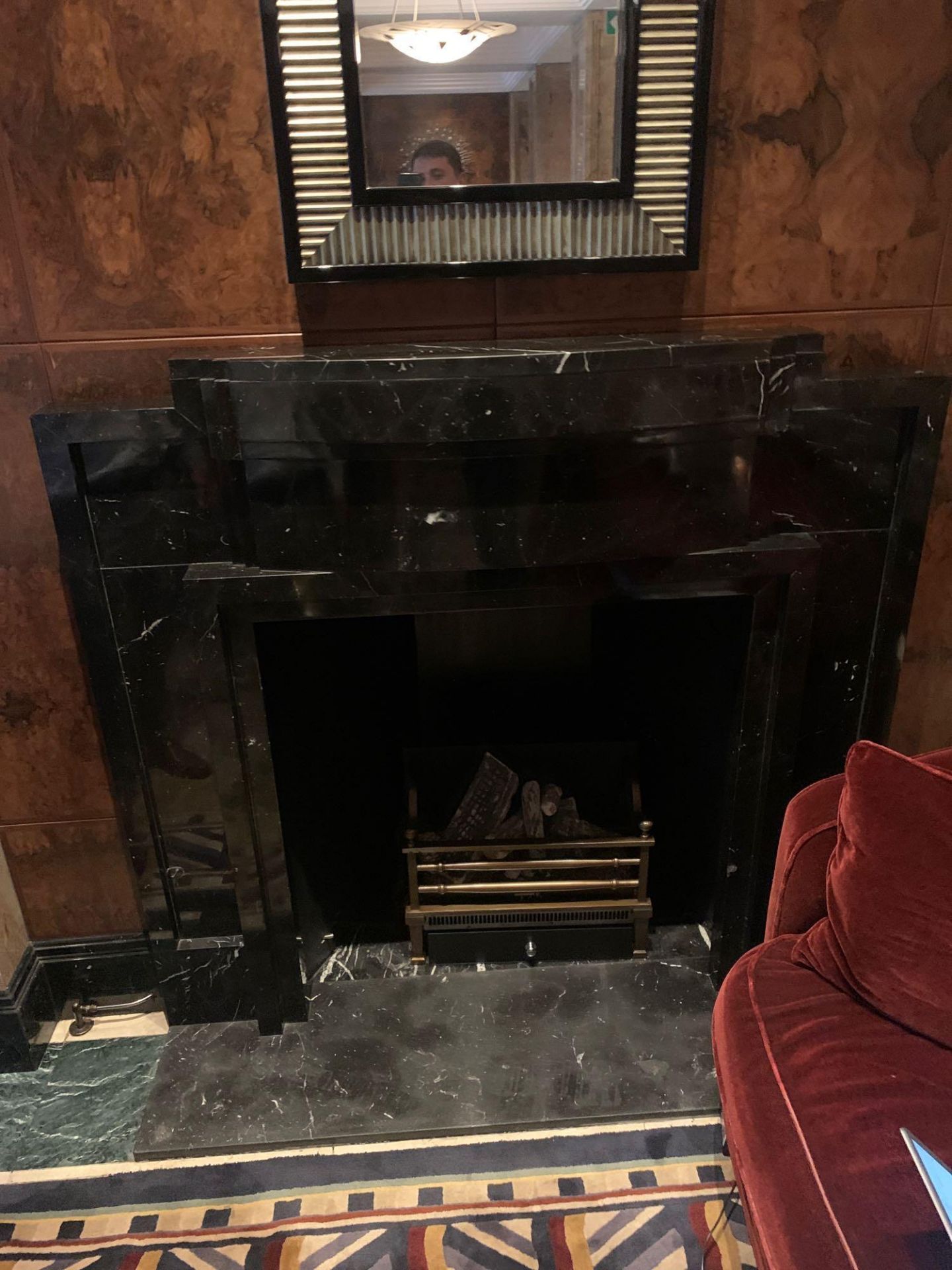 A Black Marble Art Deco Fire Surround Complete With Hearth And Removable Fire Basket 153x 140cm ( - Image 4 of 4