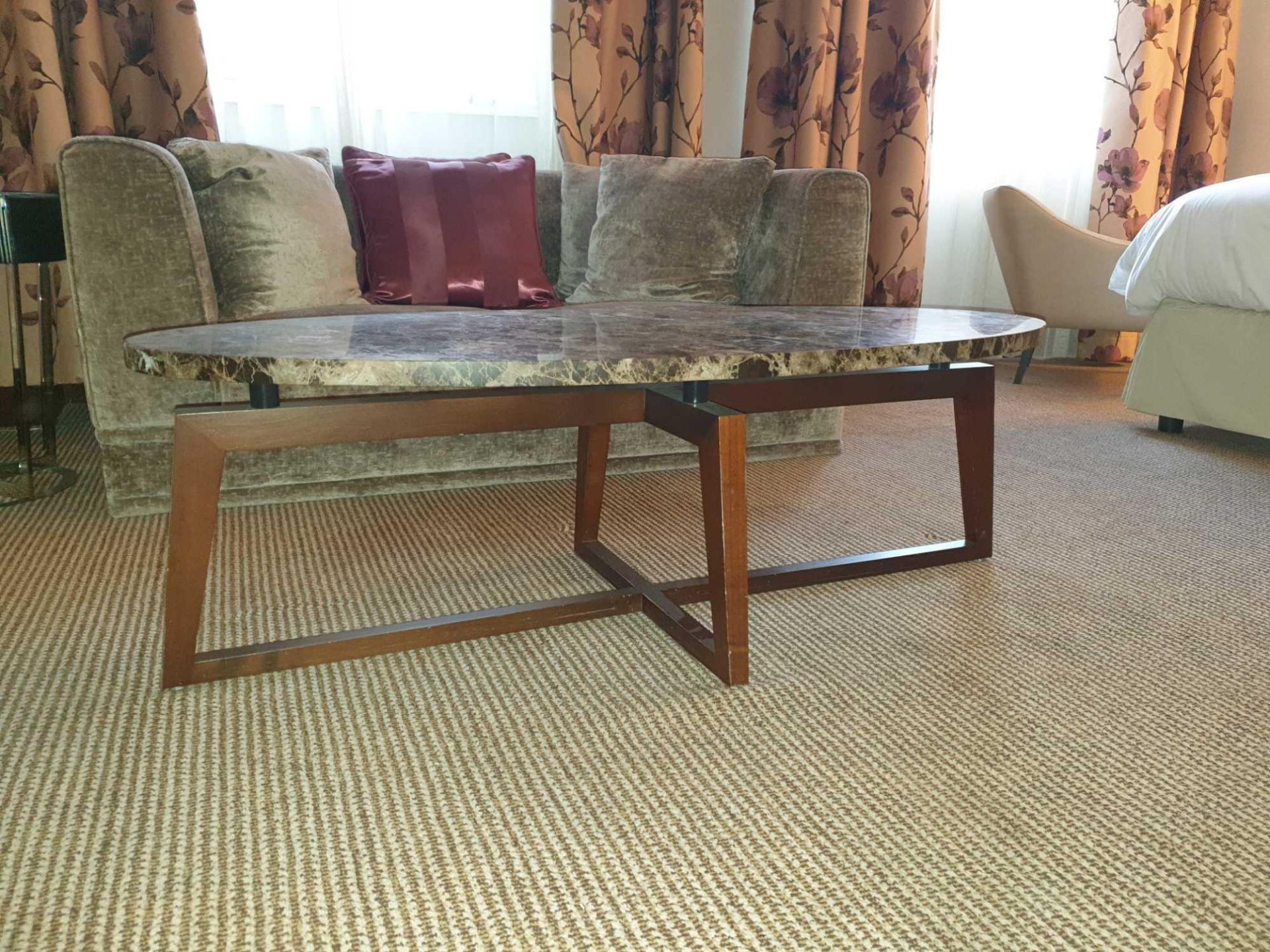 Kravetz Polished Marble Oval Coffee Table 136x 50x 44cm ( Loc 401)
