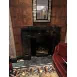 A Black Marble Art Deco Fire Surround Complete With Hearth And Removable Fire Basket 153x 140cm (