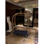 Brass Birdcage Trolley Concierge Cart With A Blue Velvet Pad 115x 55x 180cm ( Loc Lobby)