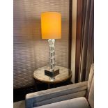 A Pair Of Porta Romana Table Lamps Model GOB/01 Glass Design With Linen Shade And Metal Base 82cm