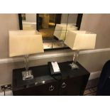 A Pair Of Acrylic And Chrome Lamps With Cream Shades - 60cm High ( Loc Hall Floor 4)