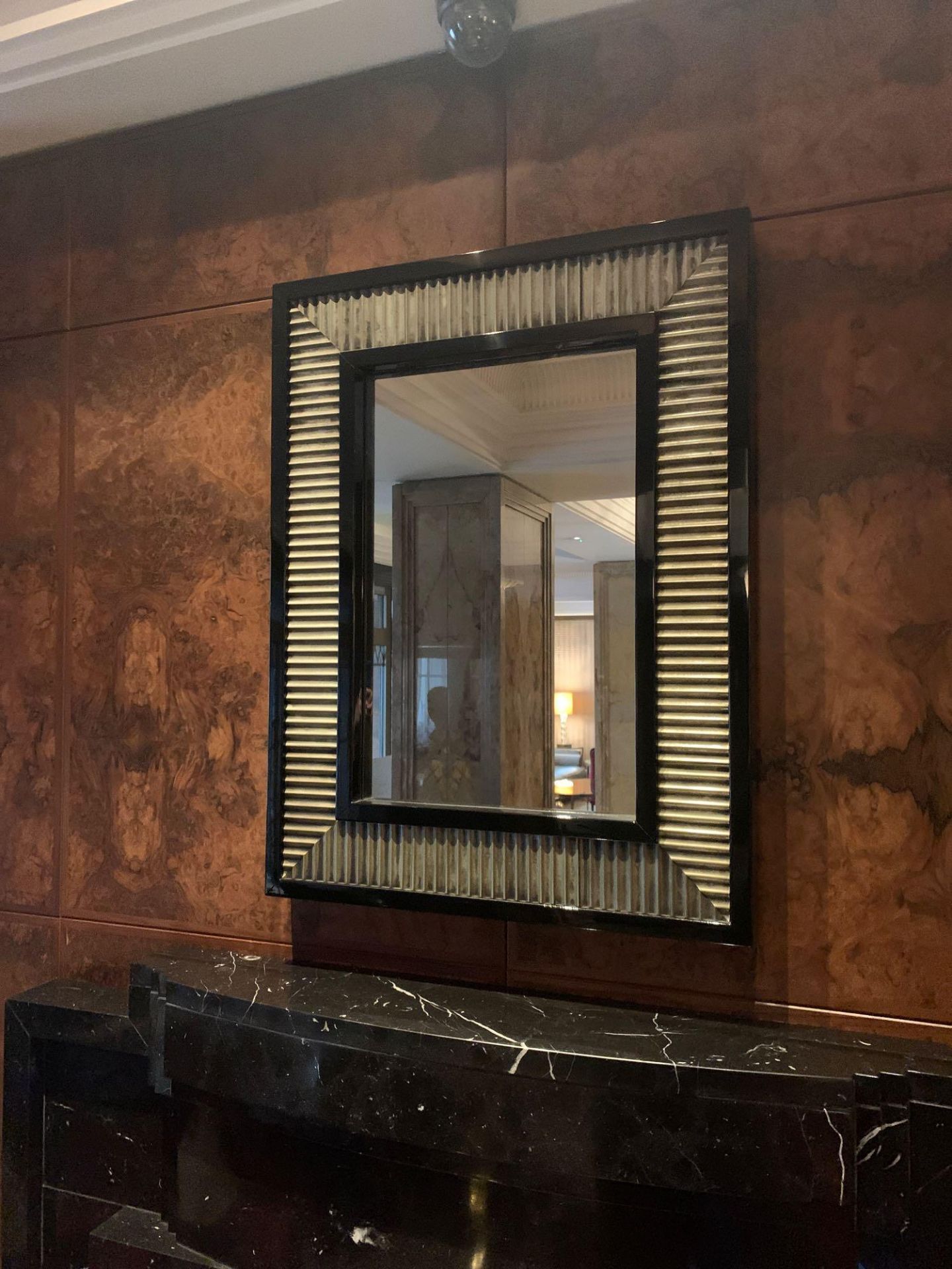 Villiers Bros Hercules Mirror Art Deco Styled Mirror Aged Nikel And Black Frame 65cm x 85cm ( Loc - Image 2 of 4