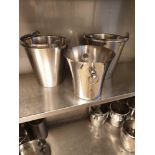 3x Stainless Steel Ice Pales And 1x Stainless Steel Ice Bucket