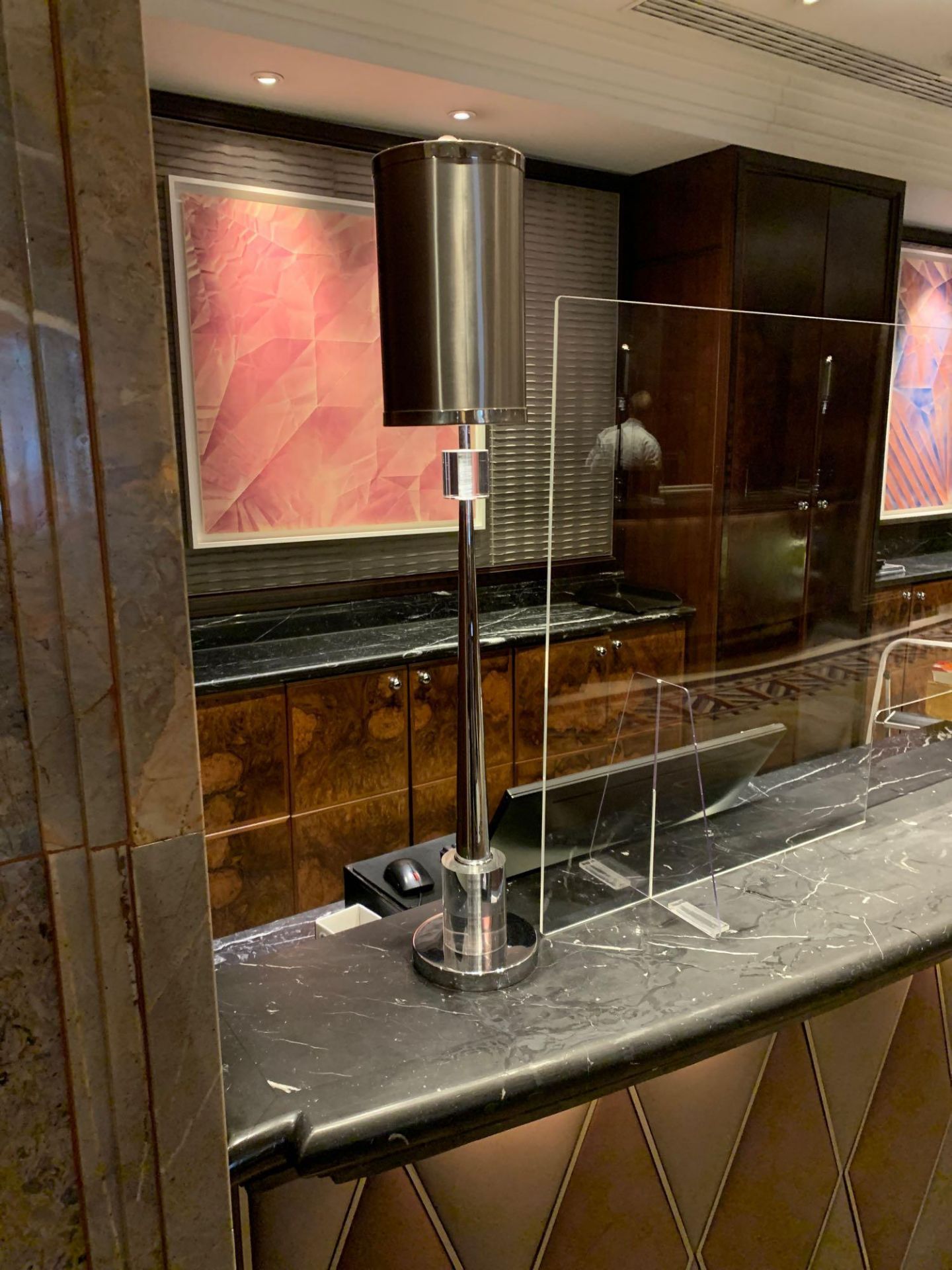 Reception Counter With Black Marble Top And Curved Front Padded Fascia At Front Of Desk 250cm - Image 3 of 6