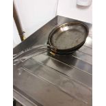 3x Stainless Steel Various Size Frying Pans As Found