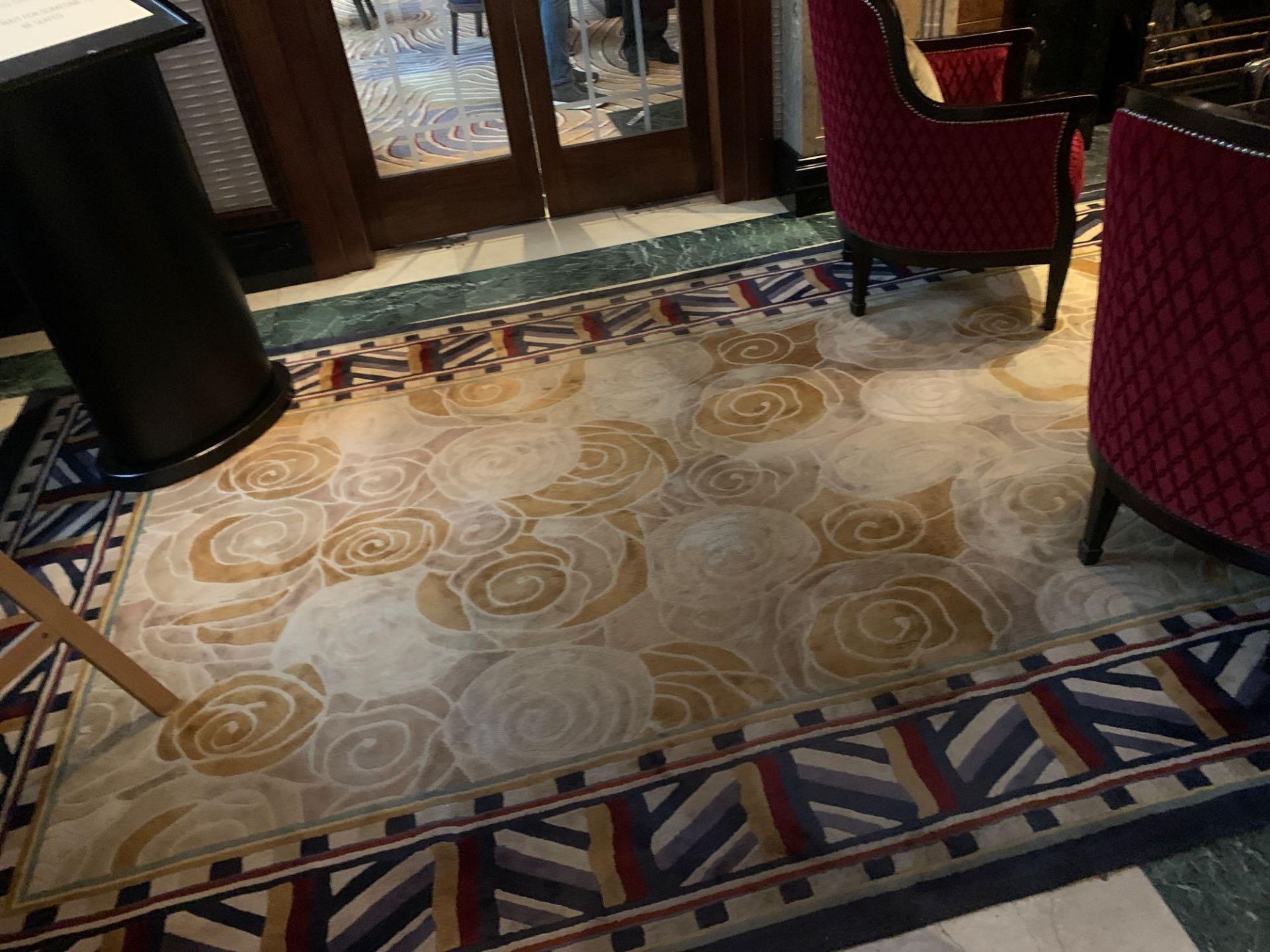 Bespoke Wool Carpet Approximately 2.2 Metersx 5.5 Meters Beige And Cream Field With Geometric