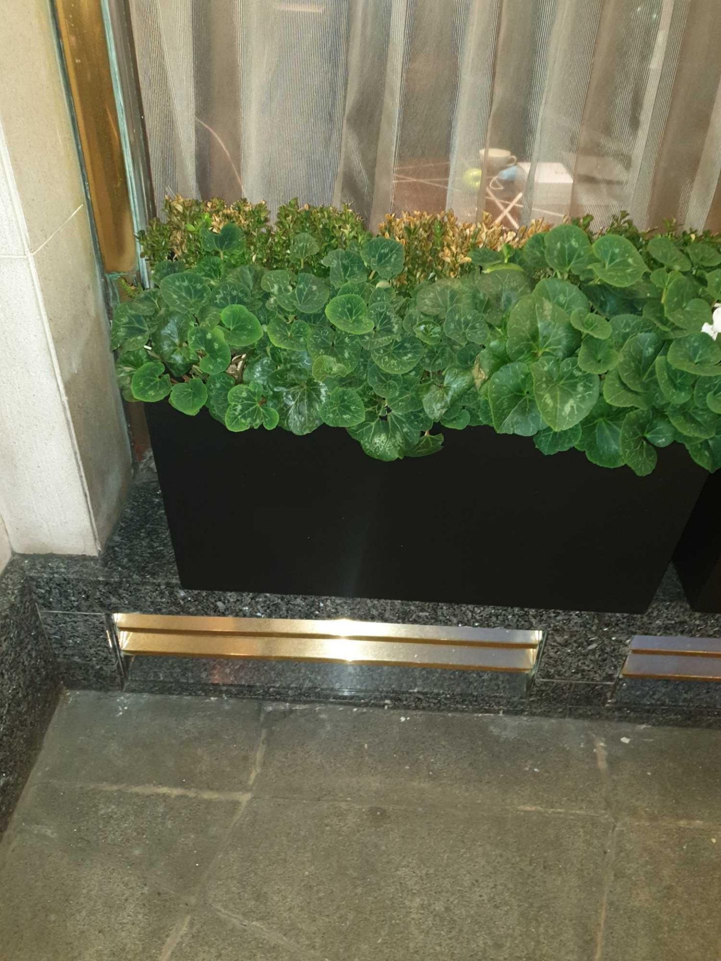 A Pair Of Composite Black Planter Pots Size 80x 28x 40cm ( Loc Front Of Hotel)
