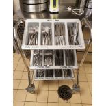 Stainless Steel 3-Tier Mobile Cutlery Holder Complete With Trays