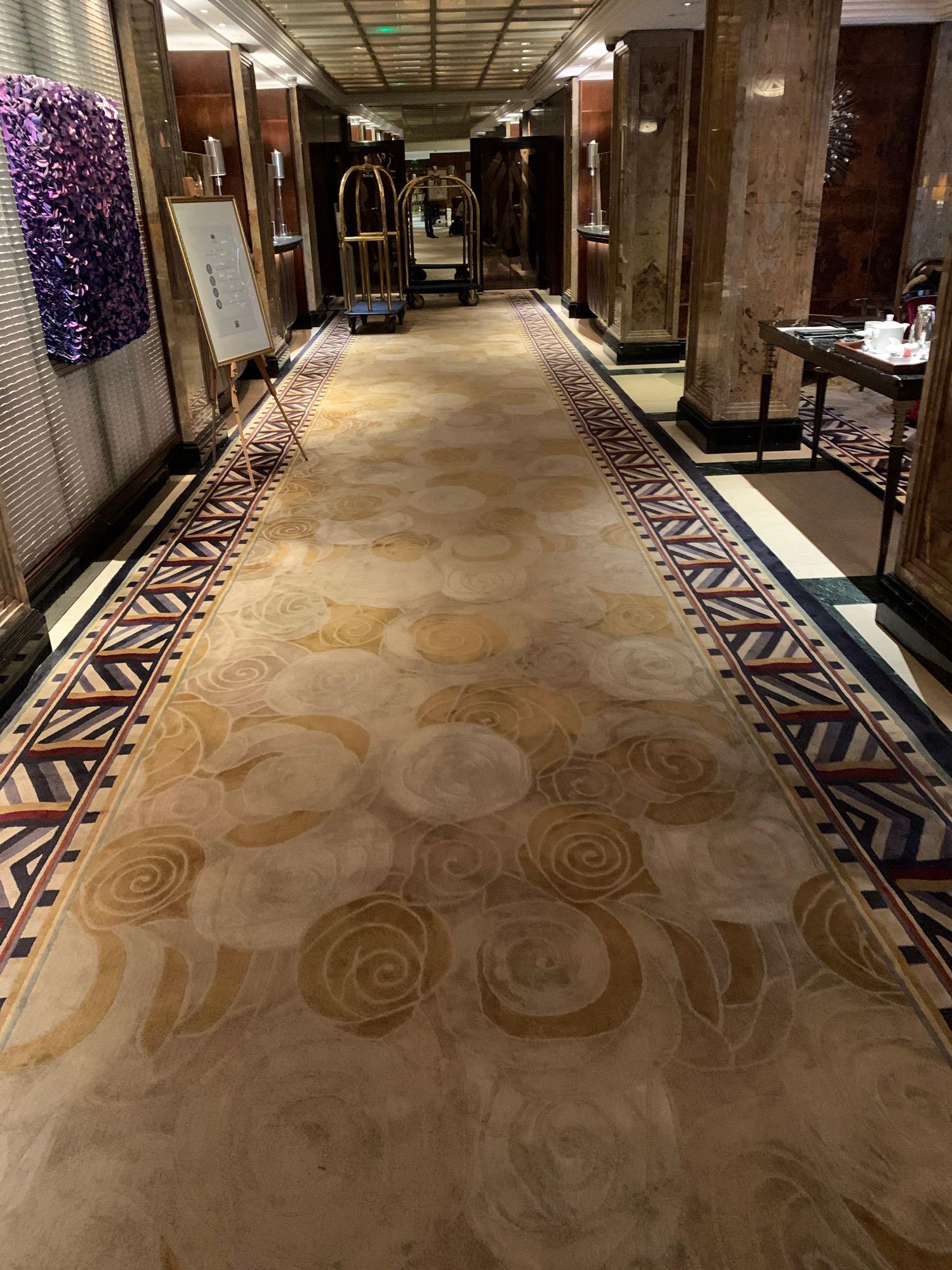 Bespoke Wool Carpet Approximately 40 Metersx 3 Meters Beige And Cream Field With Geometric Blue, - Image 3 of 6