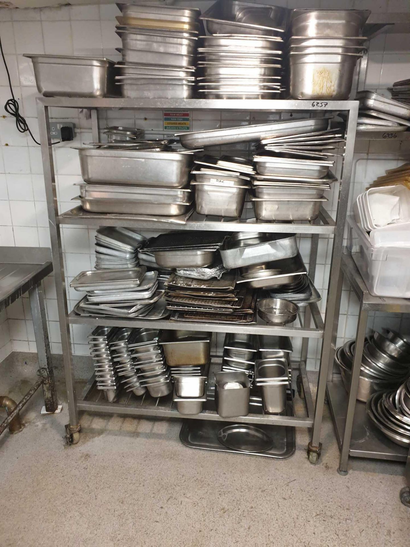 Mobile 4-Tier Stainless Steel Pan Draining Rack 1220mmx 600mmx 1650mm