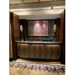 Reception Counter With Black Marble Top And Curved Front Padded Fascia At Front Of Desk 250cm