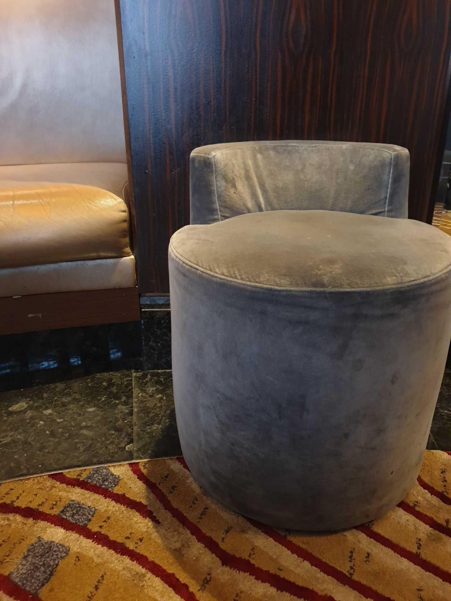 3x Grey Upholstered Buffet Stool 48x 50x 57 ( Loc Polo Bar) - Image 2 of 2