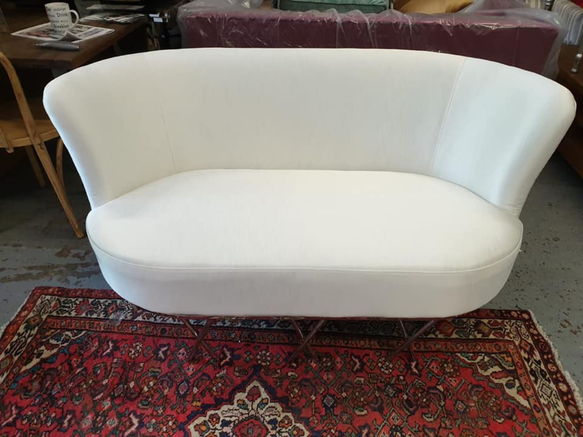 Constance Silk Ivory White two seater sofa classic contemporary design with clean, sweeping lines - Image 3 of 3