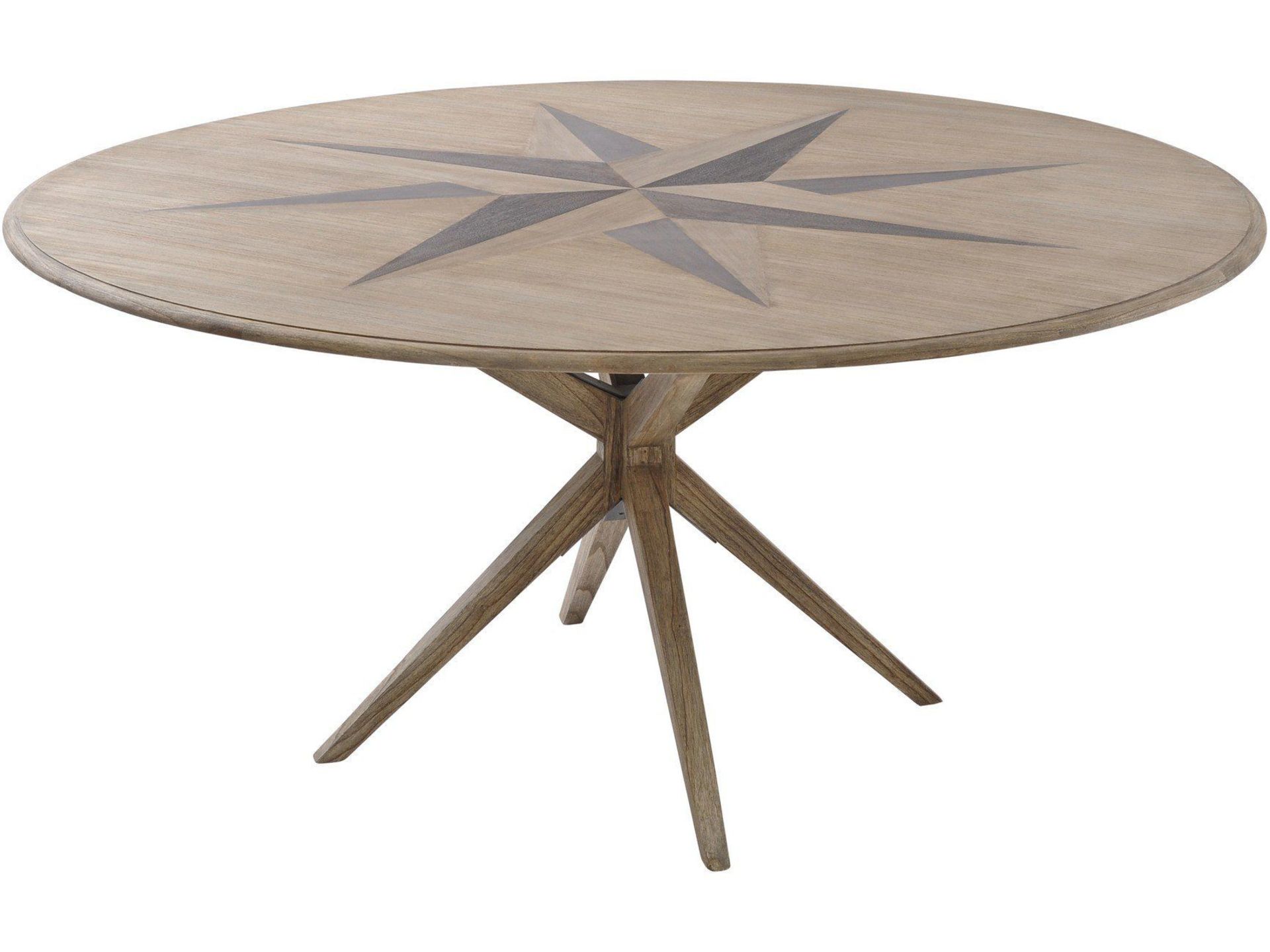 Amerigo Dining Table Artisan crafted mindi wood 6 seater round table with impressive classic compass