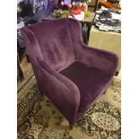 A Pair Of Luxury Upholstered Purple Velvet Chairs With A Small Wingback 80 X 57 X 90cm