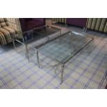 Chelsom Furniture Rectangular Tempered Glass Coffee Table Polished Steel Base FSW/F10133 1020 X